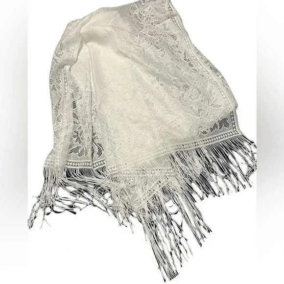 Lace Shawl White Evening Dress Party Dinner Shawl Coverup Lace Floral - Picture 4 of 4